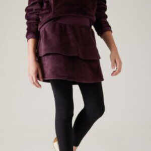 Athleta Girl Plum Velvet Skort Tiered Ruffle Mini Skirt Size 7/8 yrs
